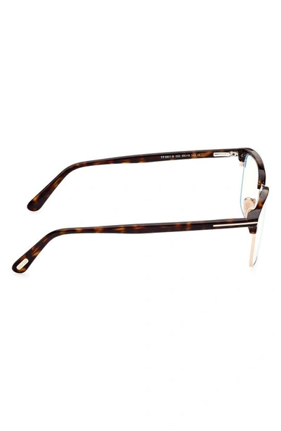 Tom Ford 54mm Browline Blue Light Blocking Glasses In Dark Havana