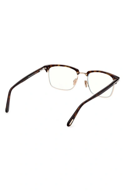 Tom Ford 54mm Browline Blue Light Blocking Glasses In Dark Havana