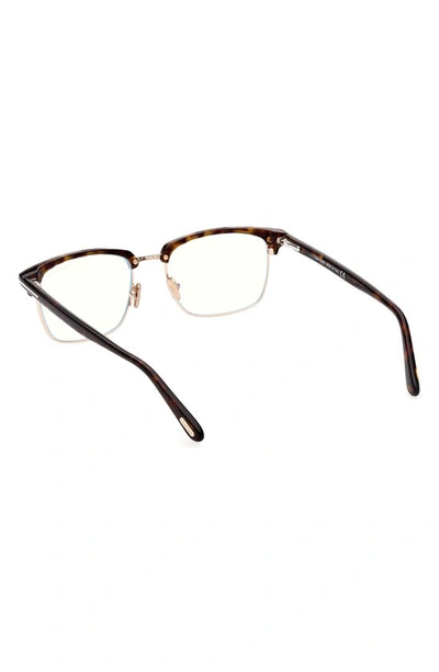 Tom Ford 54mm Browline Blue Light Blocking Glasses In Dark Havana