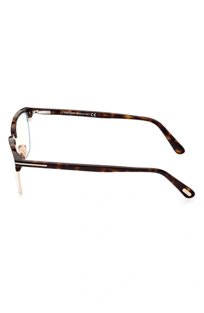 Tom Ford 54mm Browline Blue Light Blocking Glasses In Dark Havana
