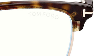 Tom Ford 54mm Browline Blue Light Blocking Glasses In Dark Havana