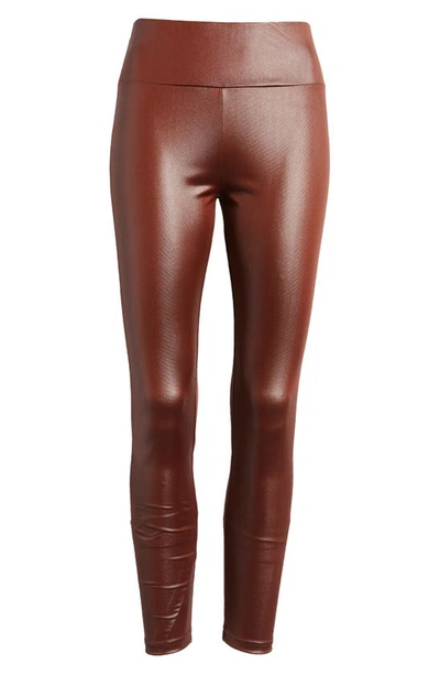 Nikki Lund Penelope Faux Leather Leggings In Burgundy