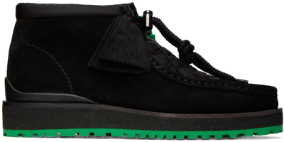 Shop Moncler Genius Black Clarks Edition Wallabee Boots In 999 Black/green