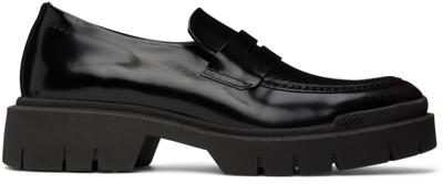 Shop Hugo Black Denzel Loafers In 001 Black