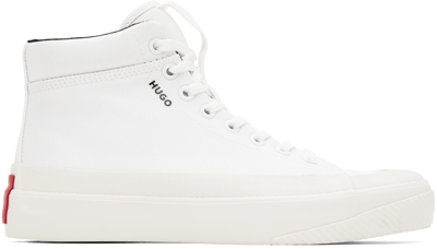 Shop Hugo White Dyer High-top Sneakers In 100 White