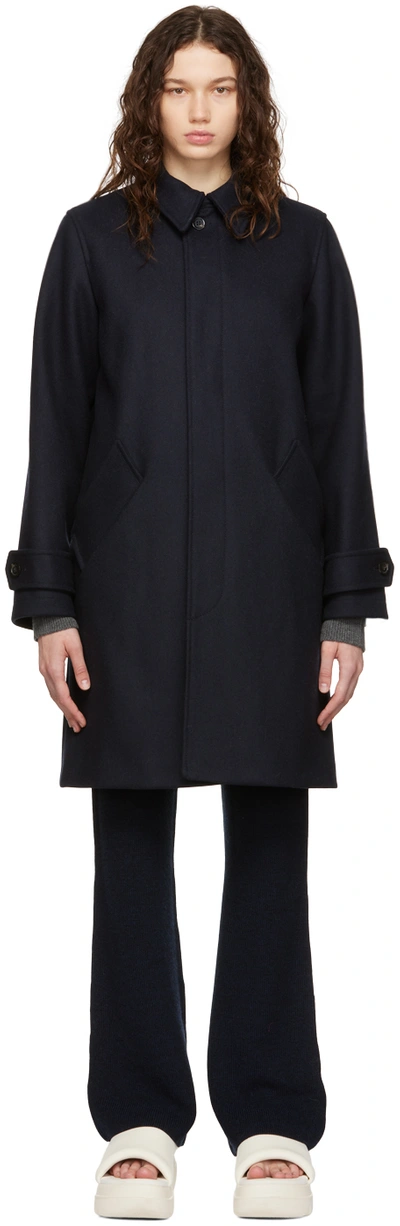 A.p.c. Navy Dinard Mac Coat In Pia Heather Marine | ModeSens