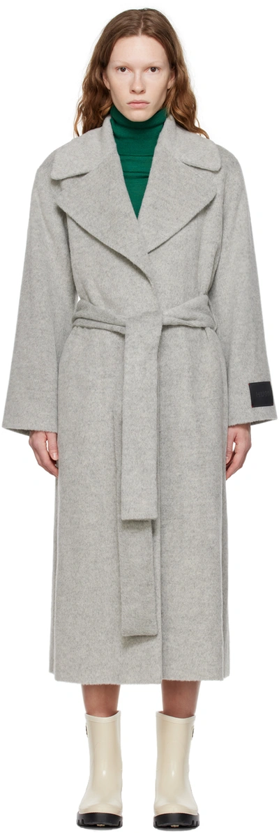 Shop Hugo Gray Makini Coat In 32 Medium Grey