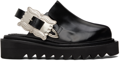 Shop Toga Black Square Buckle Sabot Loafers In Aj1205 Black 3