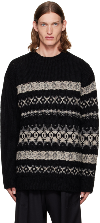 Shop Yohji Yamamoto Black Wool Sweater