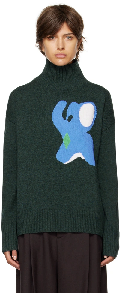 Shop Jw Anderson Green Elephant Sweater In 560 Forest Green