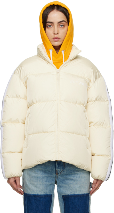 Shop Palm Angels Off-white Track Down Jacket In Butter White