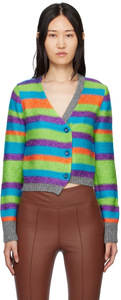 Andersson Bell Marta Striped Asymmetric-front Cardigan In Blue Multi Blmult