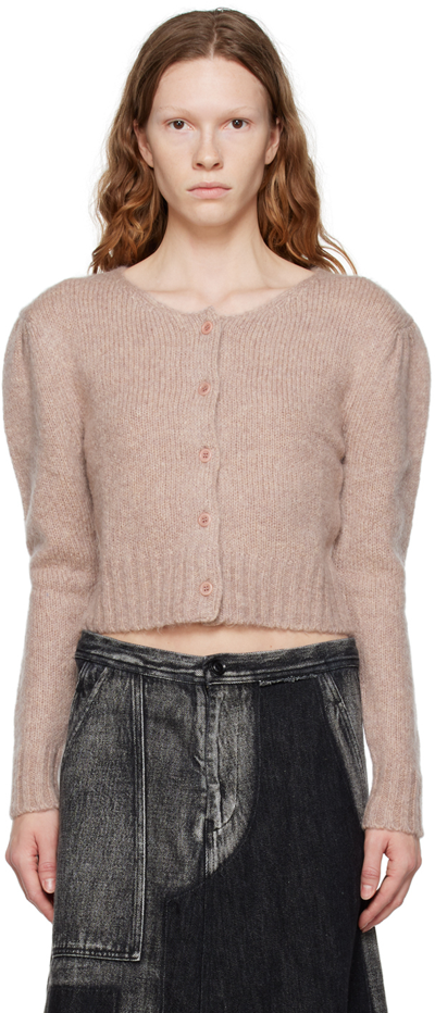 Shop Amomento Pink Puff Sleeve Cardigan In Dust Pink