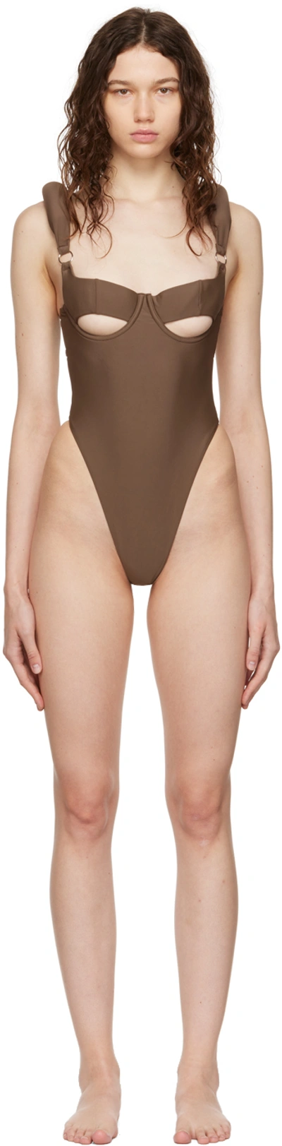 Shop Entire Studios Brown S08 One-piece Swimsuit In Wood
