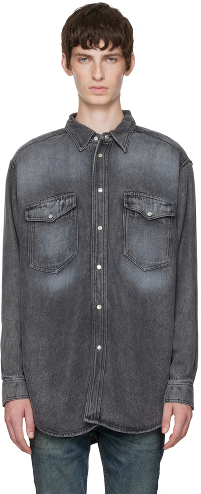 Shop Isabel Marant Gray Tailly Fluid Denim Shirt In 02gy Grey