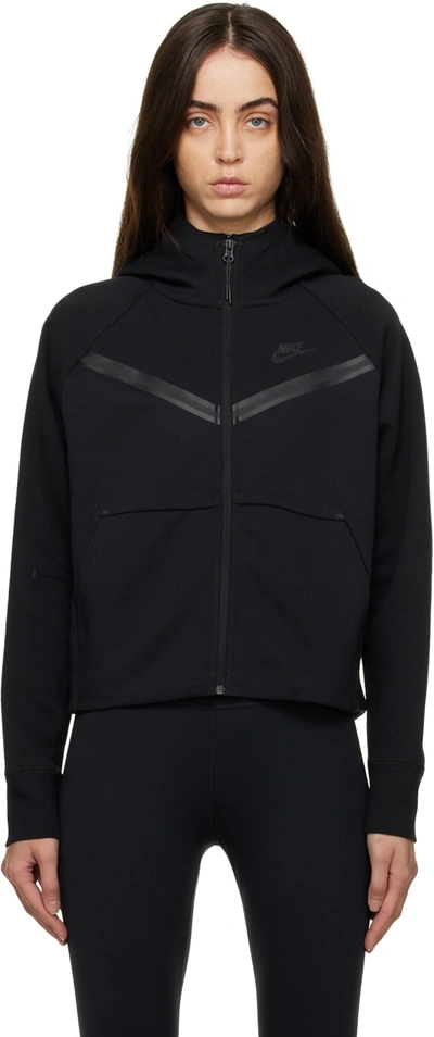 Shop Nike Black Sportswear Tech Fleece Hoodie In Black/black