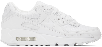 Shop Nike White Air Max 90 Premium Sneakers In 100 White/white-meta