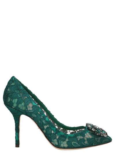 Shop Dolce & Gabbana Charmant Lace Bellucci Rainbow Pumps In Green