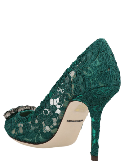 Shop Dolce & Gabbana Charmant Lace Bellucci Rainbow Pumps In Green