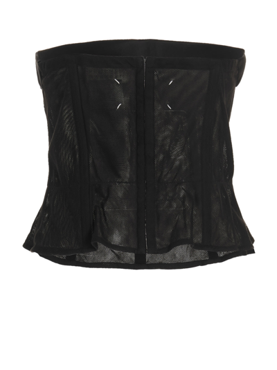 Shop Maison Margiela Mesh Bustier Top In Black