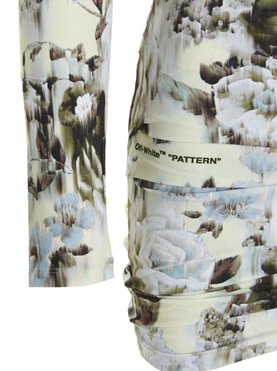 Shop Off-white Floral Printed Dress In Multicolor