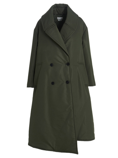 Alexander Mcqueen Double Breast Long Puffer Jacket In Green