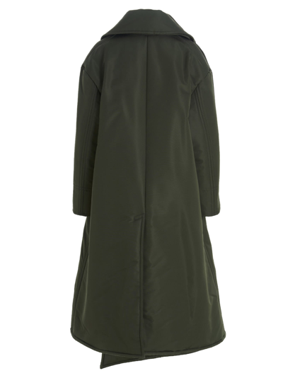 Alexander Mcqueen Double Breast Long Puffer Jacket In Green