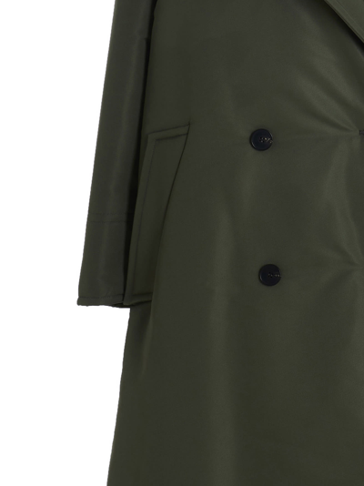 Alexander Mcqueen Double Breast Long Puffer Jacket In Green
