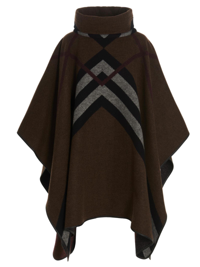 Shop Burberry Wootton Poncho In Brown