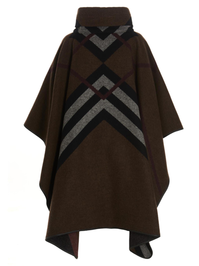 Shop Burberry Wootton Poncho In Brown