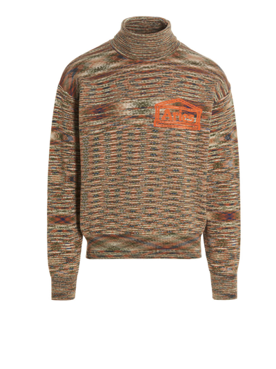 Shop Aries Logo Turtleneck Sweater In Multicolor