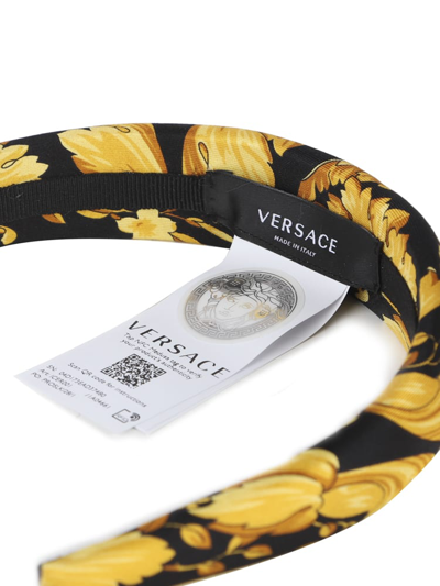 Shop Versace Barocco Padded Headband In Nero+oro