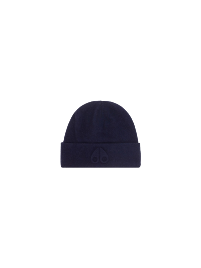 Shop Moose Knuckles Beanie Hat In Dark Saphire