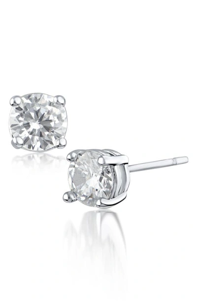 Shop Cz By Kenneth Jay Lane Cz Solitaire Stud Earrings In Clear/ Silver