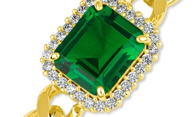 Shop Cz By Kenneth Jay Lane Cz Curb Chain Bracelet In Emerald/ Gold