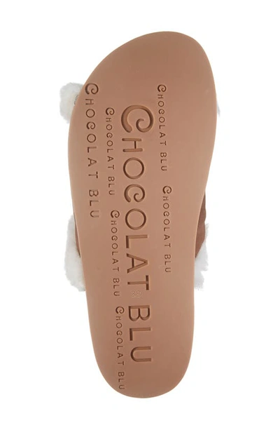 Shop Chocolat Blu Bobby Genuine Shearling Slide Sandal In Brown Nubuck