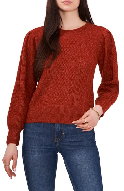 Shop 1.state Variegated Cables Crew Sweater In Rust