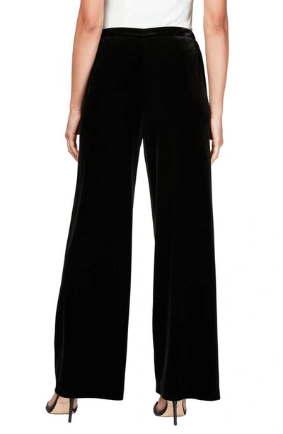 Alex Evenings Petites Womens Velvet Pull On Pants In Black
