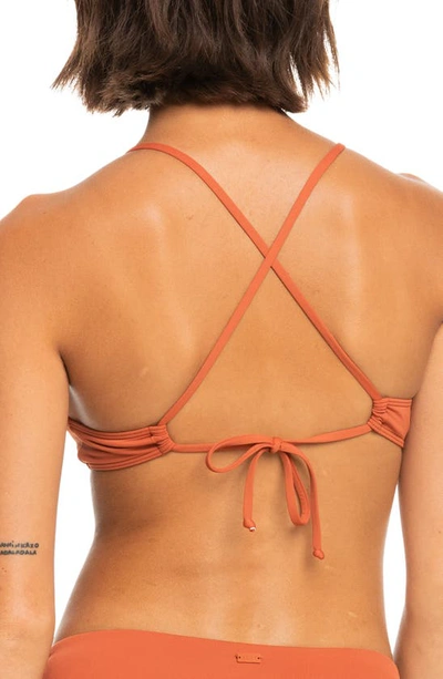 Shop Roxy Beach Classics Strappy Athletic Triangle Bikini Top In Baked Clay