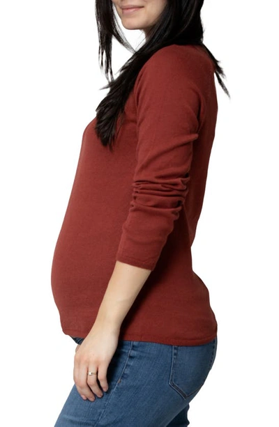 Shop Nom Maternity Nina Long Sleeve Maternity Sweater In Cinnamon