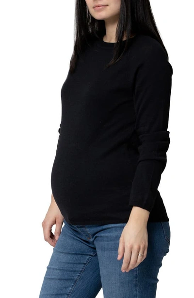 Shop Nom Maternity Nina Long Sleeve Maternity Sweater In Black