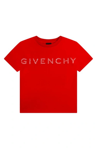 Shop Givenchy Kids' Bandana Cotton Logo Tee In 991-brightred