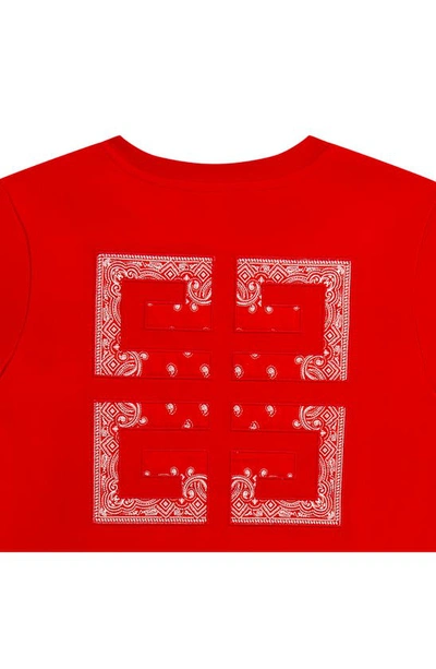 Shop Givenchy Kids' Bandana Cotton Logo Tee In 991-brightred