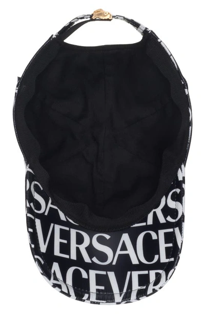Shop Versace Nylon Logo Baseball Cap In Black White