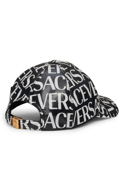 Shop Versace Nylon Logo Baseball Cap In Black White