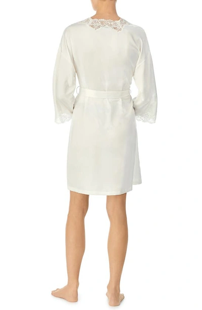 Shop Lauren Ralph Lauren Lace Trim Satin Robe In Ivory