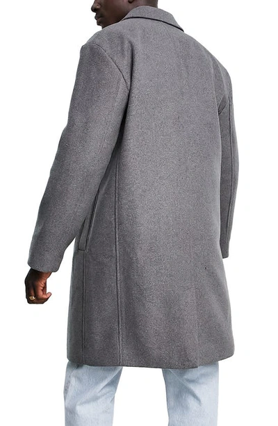 Shop Asos Design Relaxed Fit Overcoat In Grey