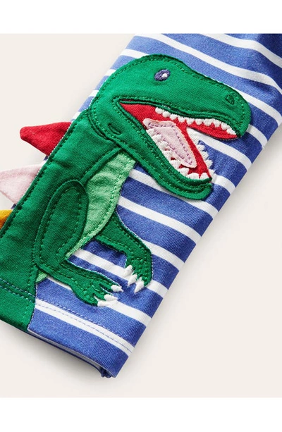 Shop Mini Boden Kids' Fun Appliqué Leggings In Bright Marina/ Ivory Dinosaur