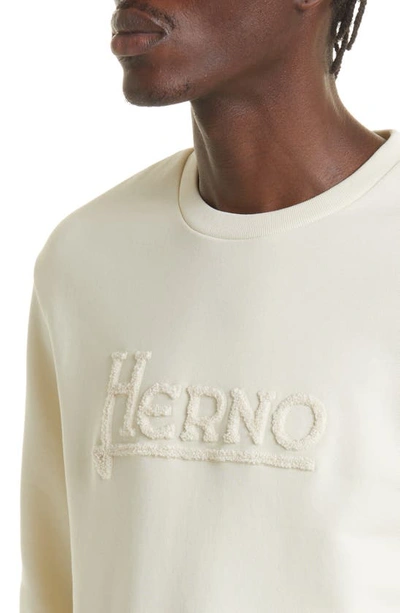 Shop Herno Logo Cotton Sweatshirt In Cream