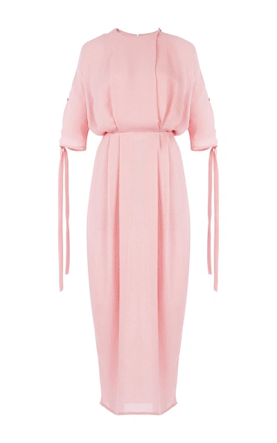 Emilia Wickstead Nina Silk-cloqué Midi Dress In Rose-pink